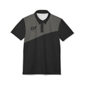 KM Apparel Premium Unisex Polo Shirt | Black & Charcoal Colorblock | All-Over Print | Casual Golf & Business Casual Tee