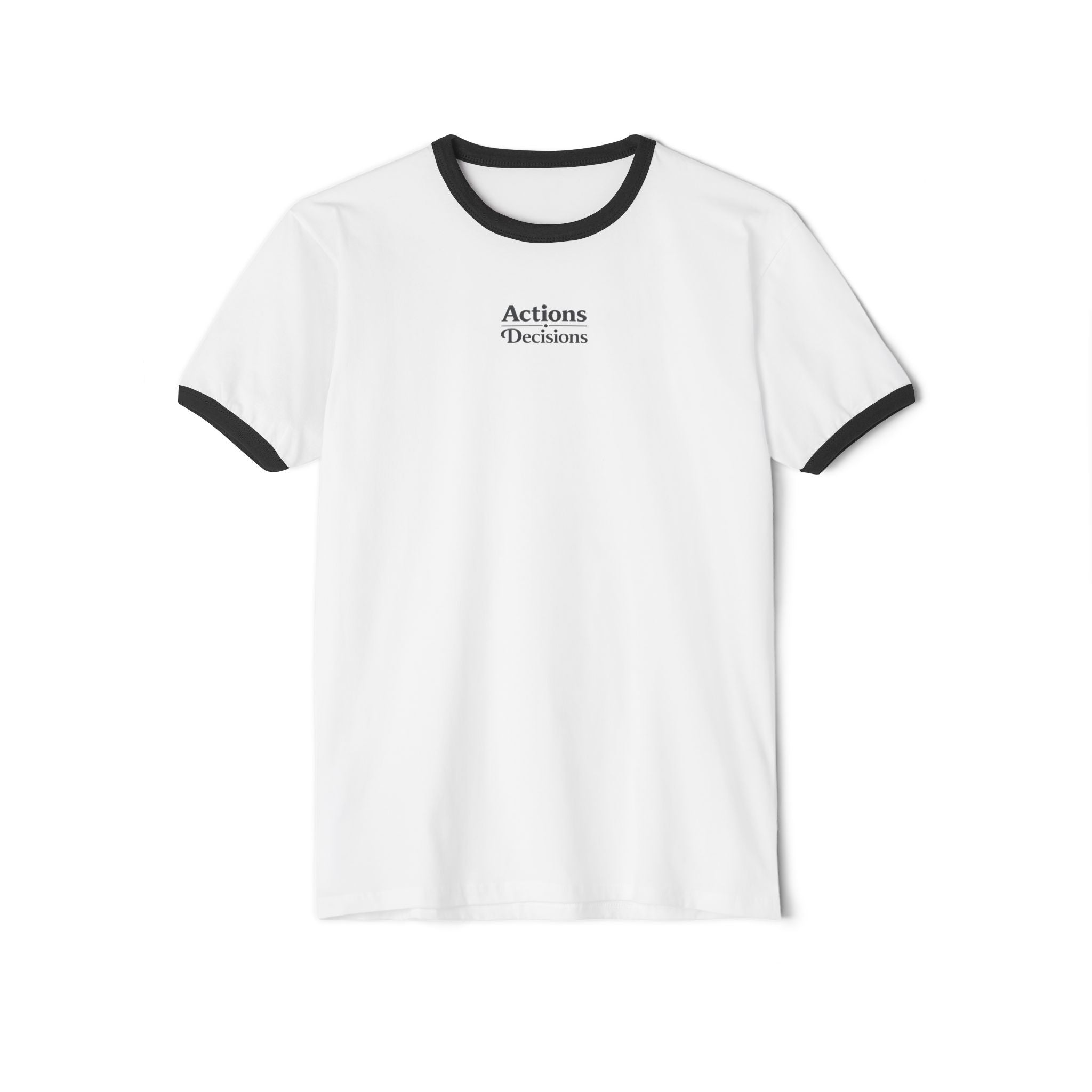 Actions Over Excuses Ringer T‑Shirt — Minimal Motivational Tee
