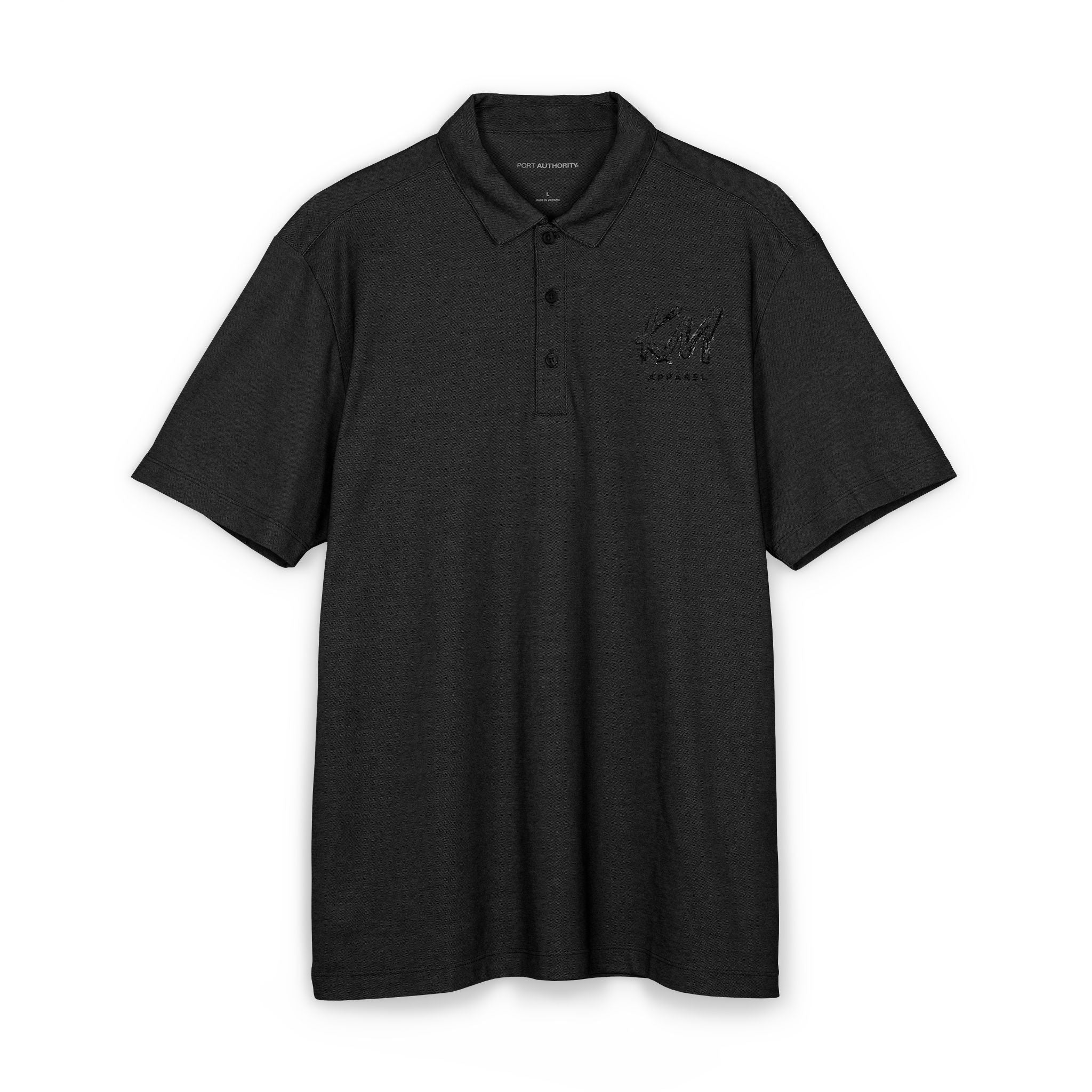 Embroidered Crest Polo Shirt – Classic Black Port Authority Fine Pique