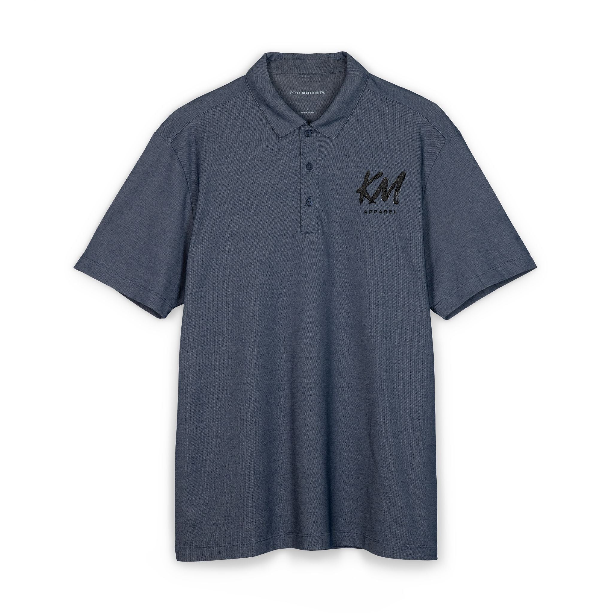 Embroidered Crest Polo Shirt – Classic Black Port Authority Fine Pique