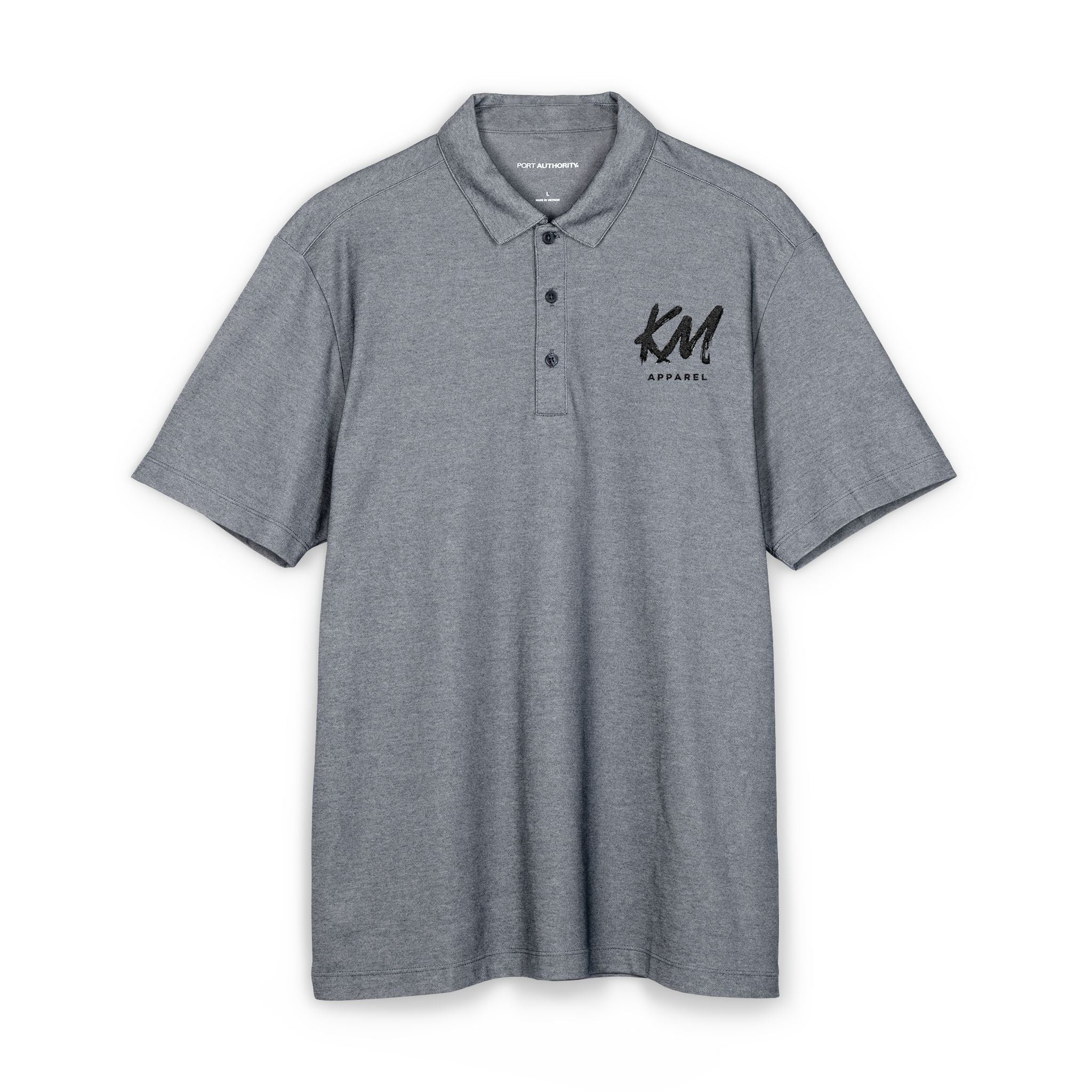 Embroidered Crest Polo Shirt – Classic Black Port Authority Fine Pique