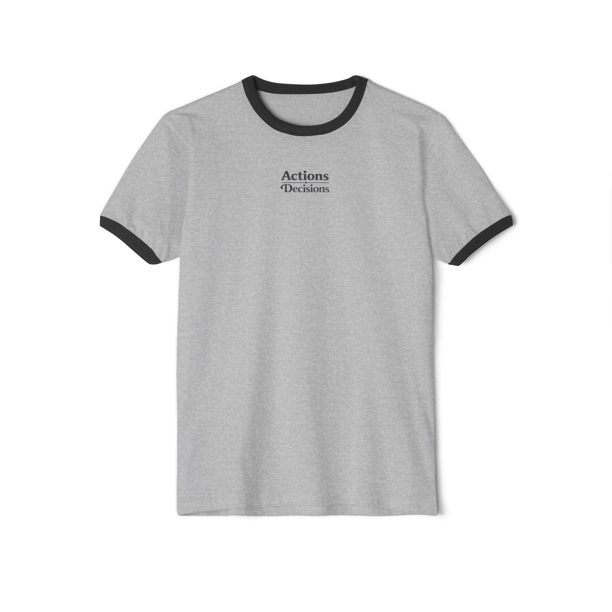 Actions Over Excuses Ringer T‑Shirt — Minimal Motivational Tee