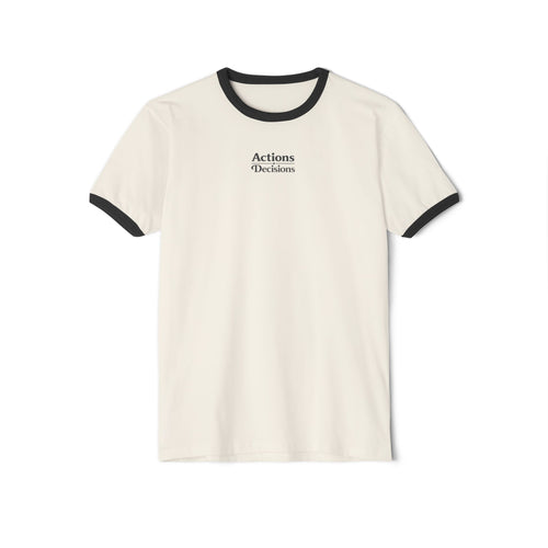 Actions Over Excuses Ringer T‑Shirt — Minimal Motivational Tee