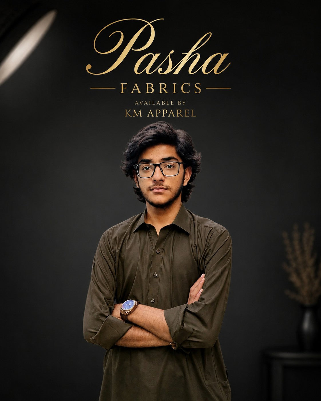 Pasha Fabrics Men's Premium Unstitched Suit DARK KHAKI